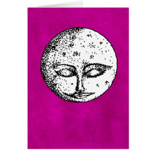 Lune de sommeil sur la carte rose intense