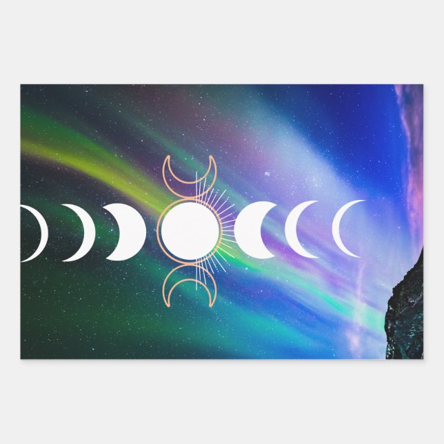 Lune de Wiccan, papier d'emballage astrologique -e (Devant)