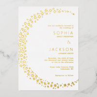 Lune des étoiles Mariage blanc Foil Invitation
