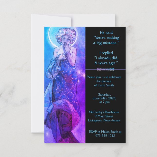 Lune Divorce Party, Lavender Invitation (Devant)