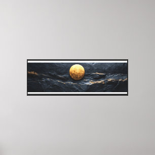 Lune d'or sur toile de marbre foncé Imprimer