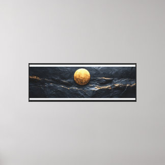 Lune d'or sur toile de marbre foncé Imprimer