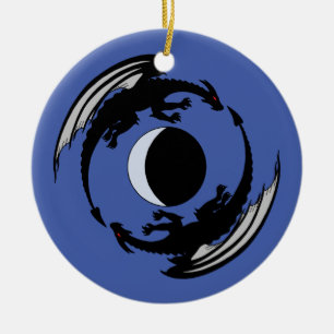 Lune Dragons Imaginaire Design Ornement céramique
