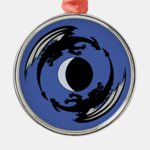 Lune Dragons Imaginaire Design Ornement métallique