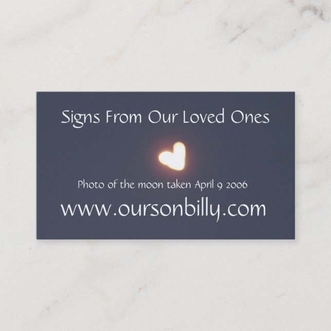 Lune en forme de coeur de carte de visite (Devant)