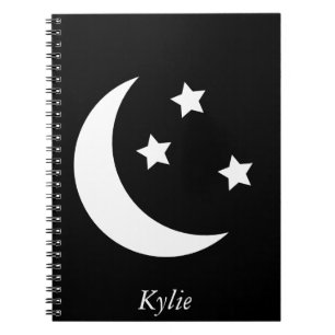 Lune et carnet personnalisés d'étoiles