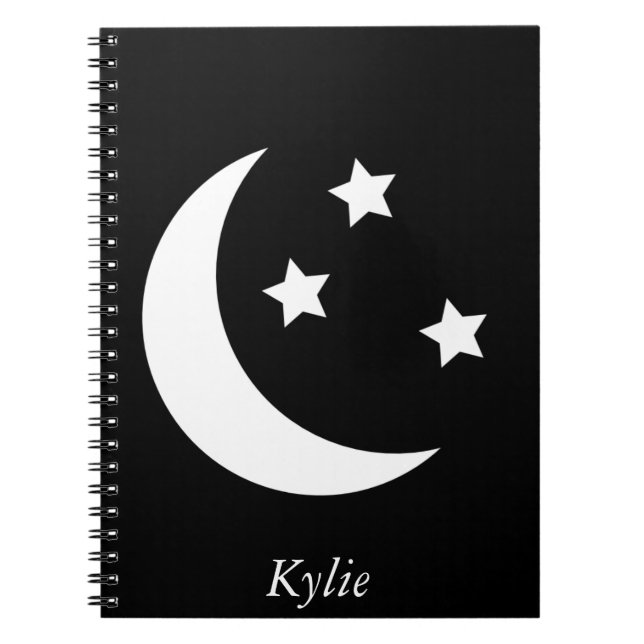 Lune et carnet personnalisés d'étoiles (Devant)