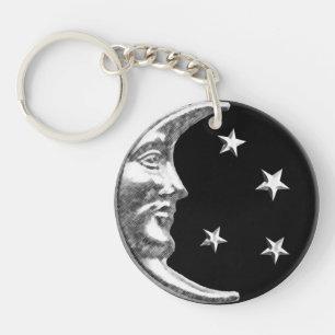 Lune et étoiles Art déco - Noir et argent