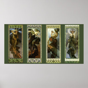 Lune et Étoiles par Alphonse Mucha Affiche