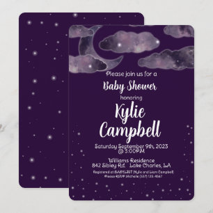 Lune, Étoiles, Ciel de nuit Baby shower Invitation