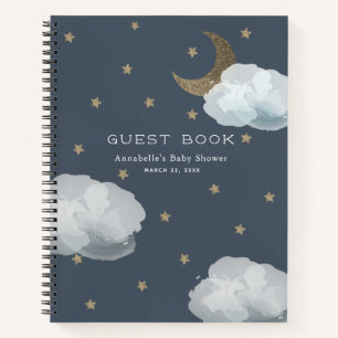 Lune, étoiles et nuages Marine Baby shower Livre d