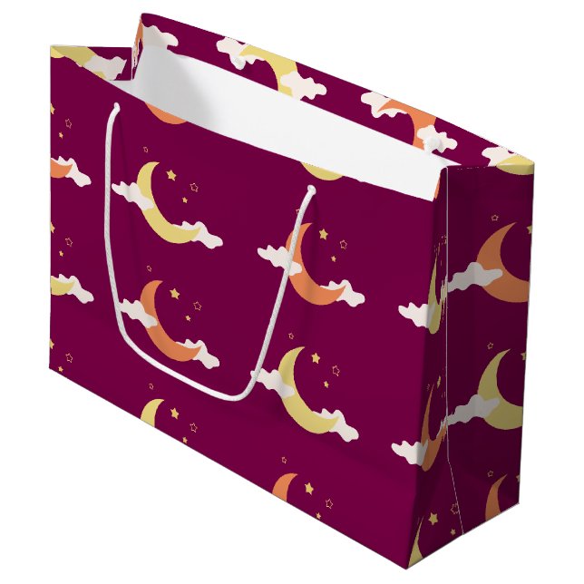 Lune & Étoiles Grand sac cadeau (Devant Angle)