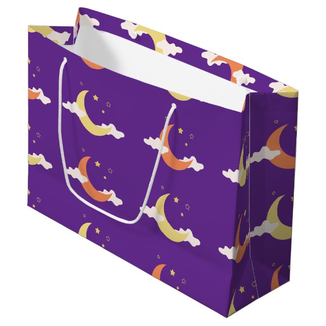 Lune & Étoiles Grand sac cadeau (Devant Angle)