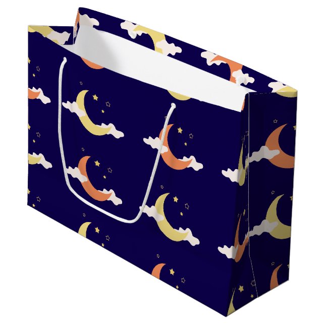 Lune & Étoiles Grand sac cadeau (Devant Angle)