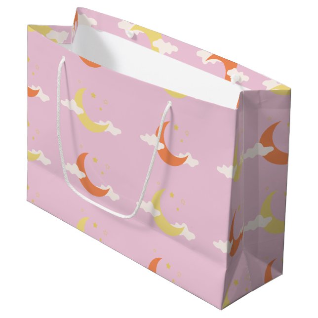 Lune & Étoiles Grand sac cadeau (Devant Angle)