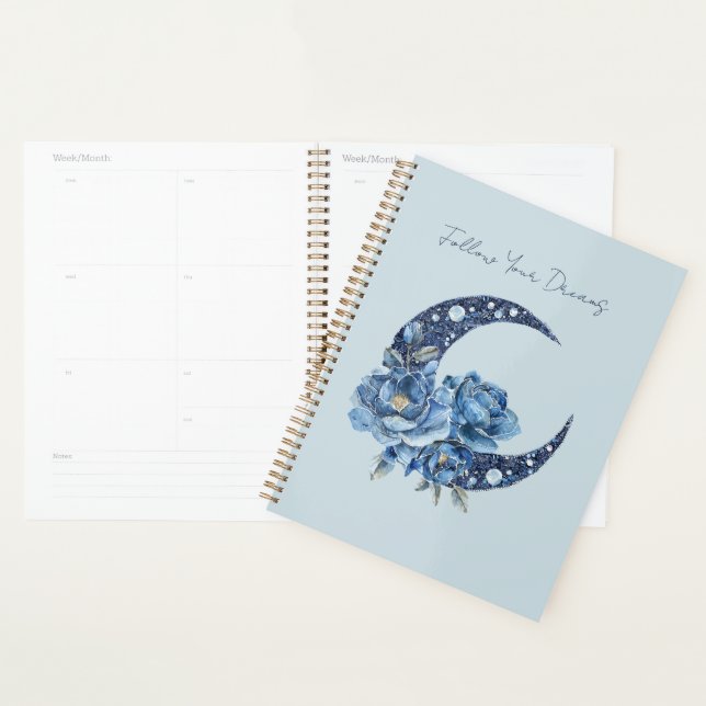 Lune Florale Bleue (Devant avec enveloppe)