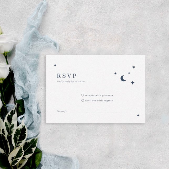 Lune Mariage céleste classique et étoiles RSVP (Créateur téléchargé)