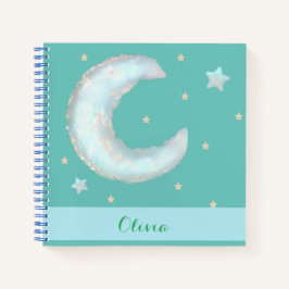 Lune mignonne et étoiles Carnet spiral