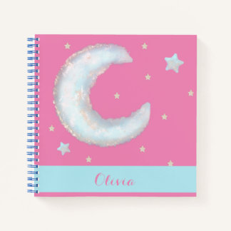 Lune mignonne et étoiles Carnet spiral