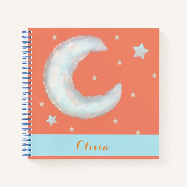 Lune mignonne et étoiles Carnet spiral (Devant)