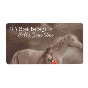 Lune Night Dream Cheval Lady Bookplaques Étiquette