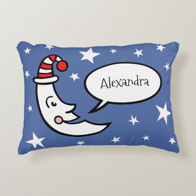 Lune personnalisée et étoiles Jeter coussin d'orei (Devant)