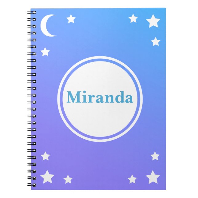 Lune pourpre bleue et carnet de notes à spirale (Devant)