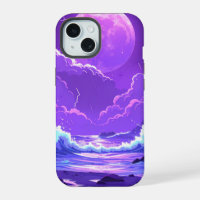 Lune violette sur la mer – Ciel nocturne rêveur po