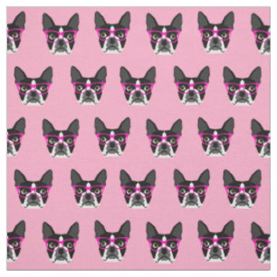 Lunettes de Boston Terrier - tissu rose