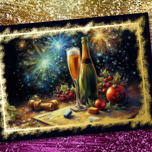 Lunettes de champagne et fête de vacances Bucket