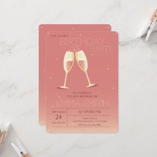 Lunettes de Champagne Invitation d'anniversaire