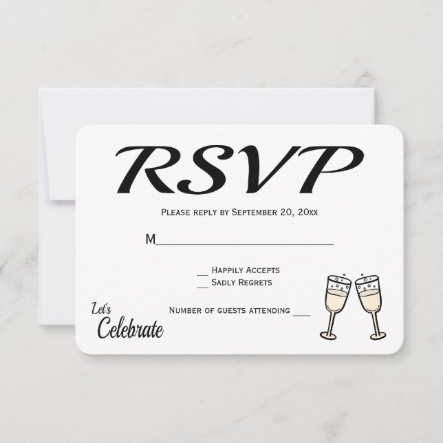 Lunettes de champagne Mariage RSVP noires et blanc (Devant)