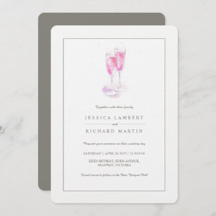 Lunettes de champagne rose invitations de mariage