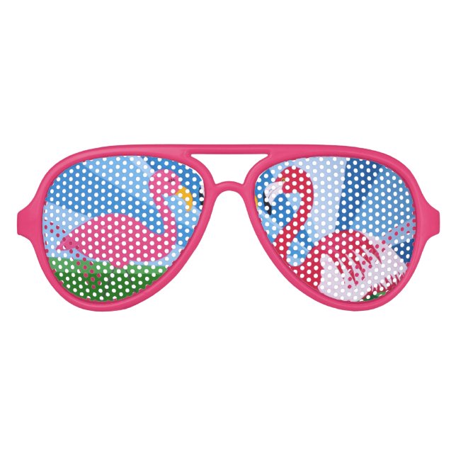 Lunettes De Fête Aviateur Amour Flamant rose (Devant)