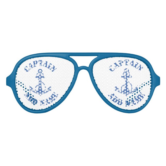 Lunettes De Fête Aviateur Ancrage de nom de capitaine personnalisé (Devant)