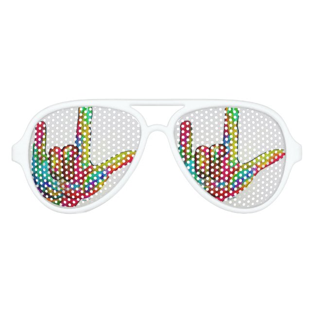LUNETTES DE FÊTE AVIATEUR ASL JE T'AIME (Devant)