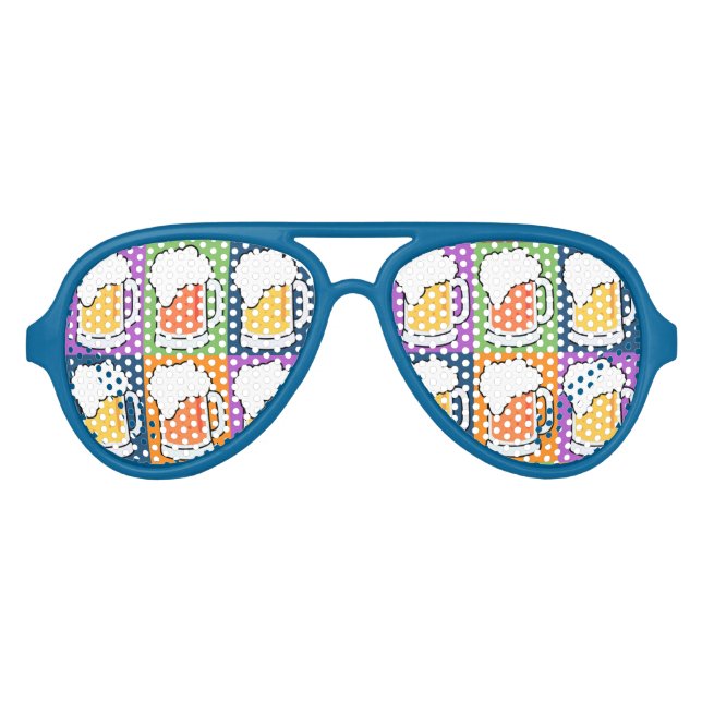 Lunettes De Fête Aviateur BEER Pop Art teintes (Devant)