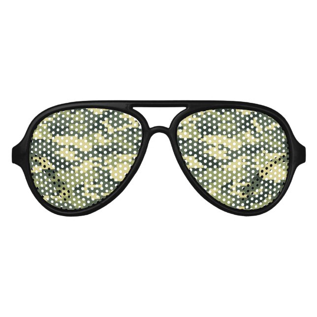 Lunettes De Fête Aviateur Camouflage numérique en bois à 8 bits / Camo (Devant)