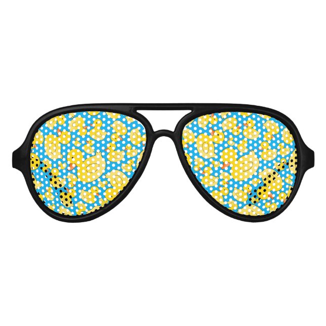 Lunettes De Fête Aviateur Canards en caoutchouc bleu ciel mignons (Devant)