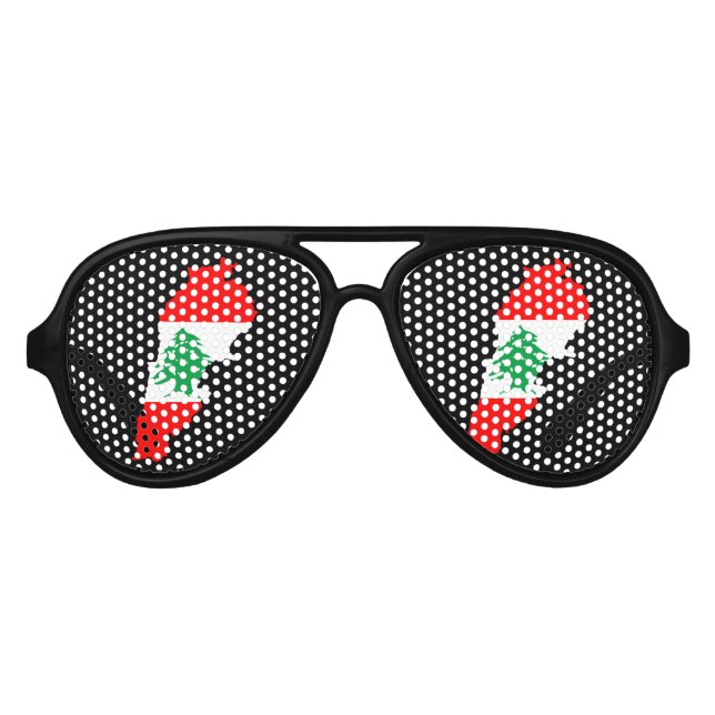 Lunettes De Fête Aviateur Carte du Liban avec drapeau (Devant)