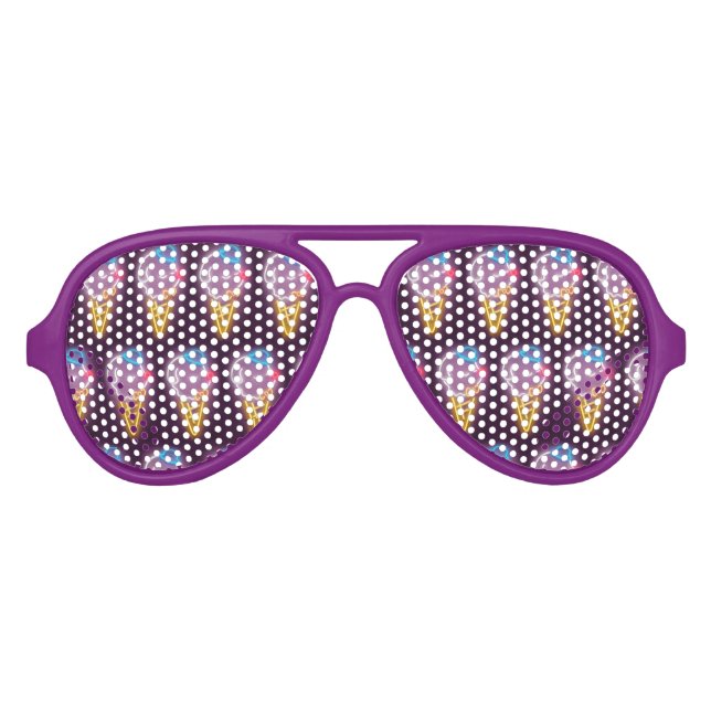 Lunettes De Fête Aviateur Chien à crème glacée de néon (Devant)