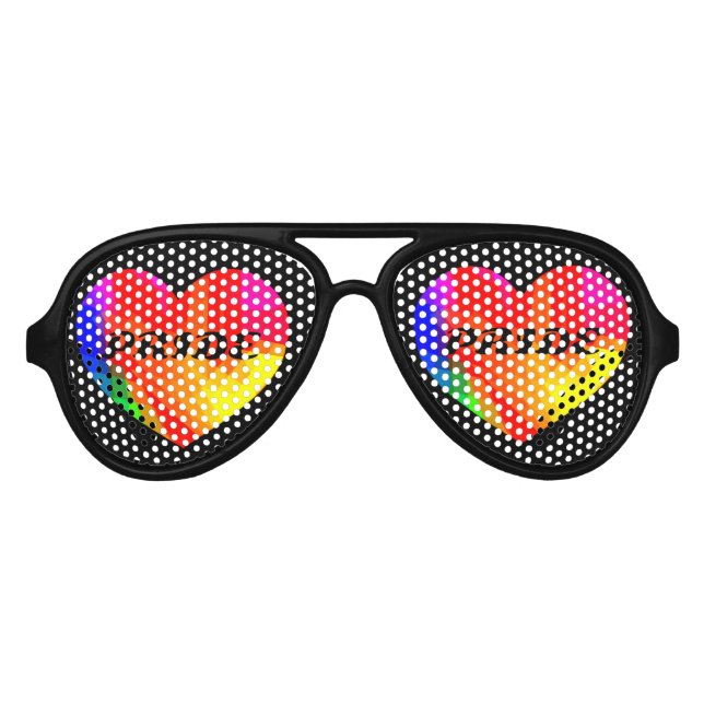 Lunettes De Fête Aviateur Coeur arc-en-ciel gay pride (Devant)