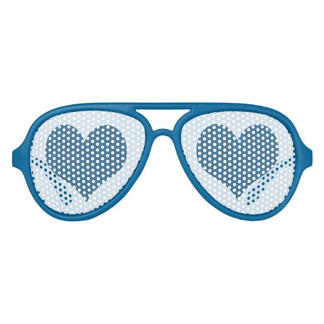 Lunettes De Fête Aviateur Coeur bleu (Devant)