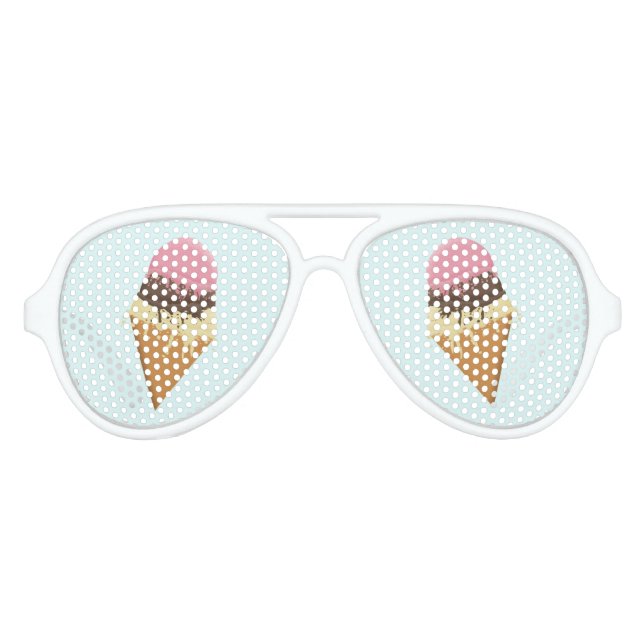 Lunettes De Fête Aviateur Crème de glace napolitaine cool été (Devant)