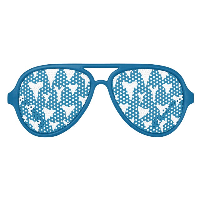 Lunettes De Fête Aviateur Dents de requin Funny Bleu (Devant)