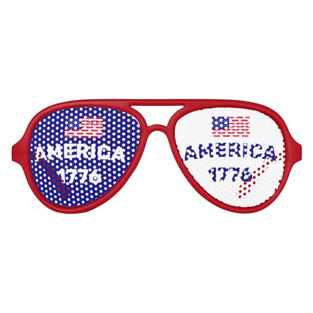 Lunettes De Fête Aviateur Drapeau américain 1776 B (Devant)