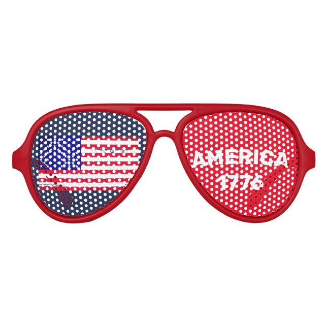 Lunettes De Fête Aviateur Drapeau Amérique 1776 (Devant)