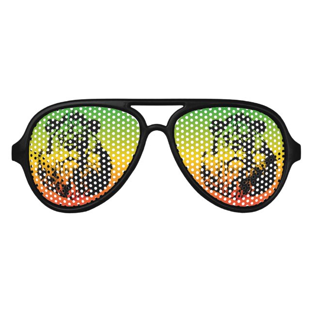 Lunettes De Fête Aviateur Drapeau Rasta et tête de lion (Devant)