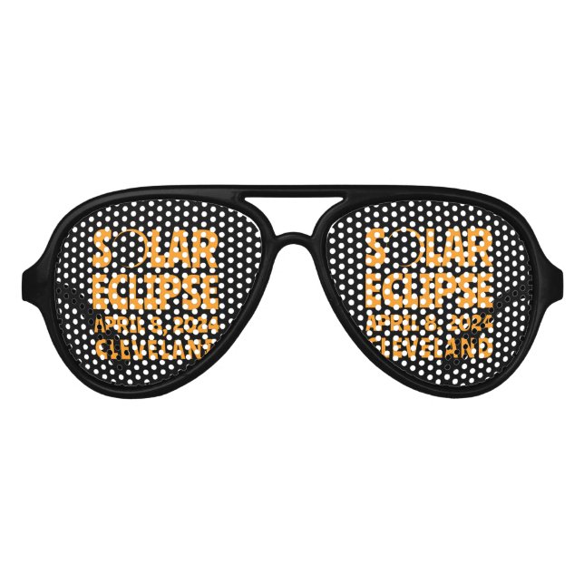 Lunettes De Fête Aviateur Éclipse solaire 2024 Cleveland Ohio (Devant)