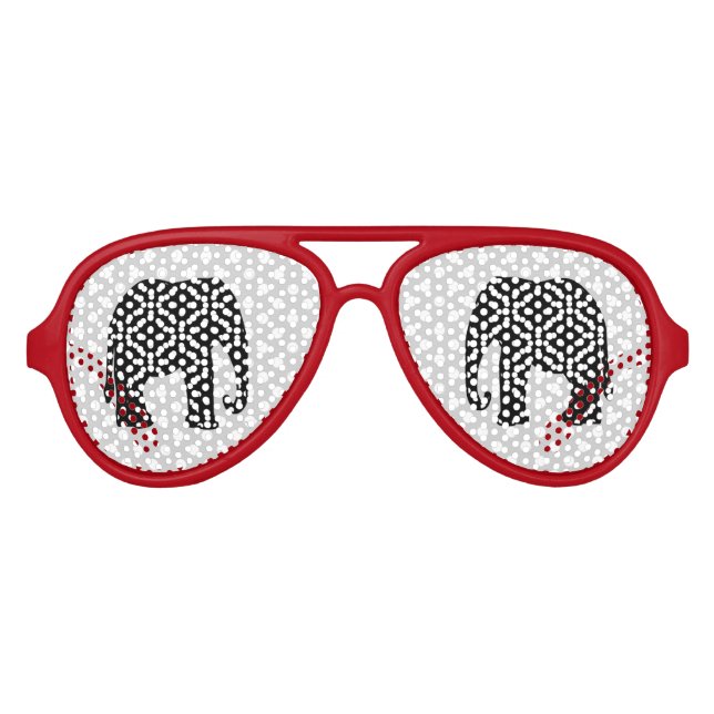 Lunettes De Fête Aviateur Eléphant Pois noir et blanc (Devant)